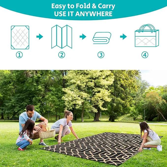 HEBE Outdoor Rug Waterproof 8x10, Reversible Plastic Straw Rug RV Camping Rug, Indoor Outdoor Patio Mat Clearance, Outside Carpet for Porch,Deck,Camper,Balcony,Backyard,Picnic by GreenHaven Gardens