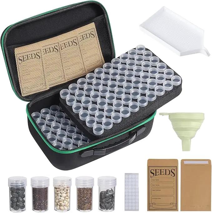 Seed Storage Box, Portable Seed Saving Box, Sturdy Seed Organizer Kit Seed Envelopes Funnel Label, Seed Container for Flower Plants Vegetable Seed, L-120 Slots by GreenHaven Gardens