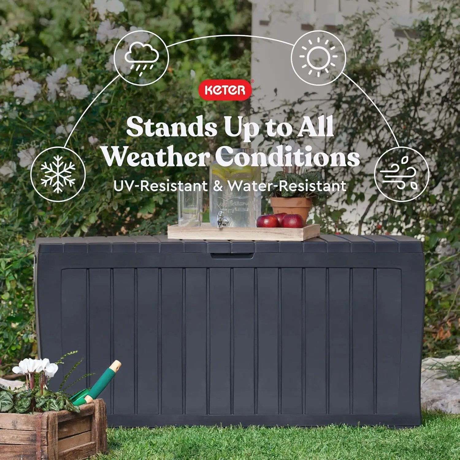 Keter Marvel Plus 71 Gallon Resin Deck Box-Organization and Storage for Patio Furniture Outdoor Cushions, Throw Pillows, Garden Tools and Pool Toys, Dark Grey by GreenHaven Gardens
