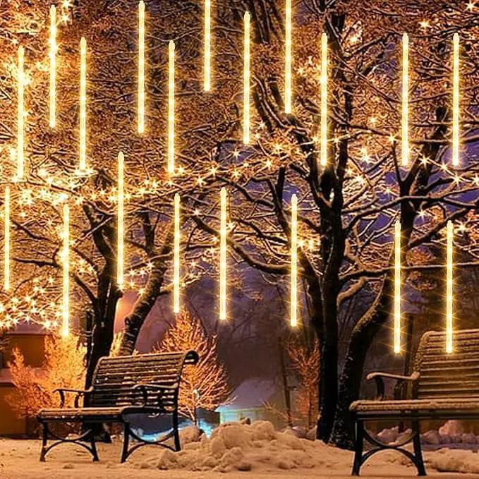 Dazzle Bright 864 LED Christmas Light, Meteor Shower Rain Lights 11.8 Inch 24 Tubes, Waterproof Plug in Falling Rain Lights Decorations for Xmas Tree Yard Party (Warm White) by GreenHaven Gardens