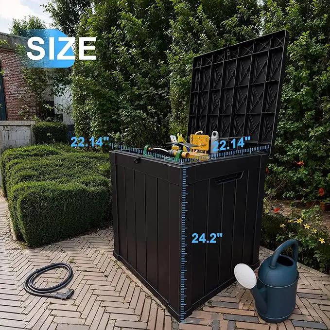 50 Gallon Resin Deck Box, Lockable Outdoor Storage Box for Patio Cushions Storage Furniture,Garden Tools, Pool Supplies, Weatherproof and UV Resistant（Black） by GreenHaven Gardens