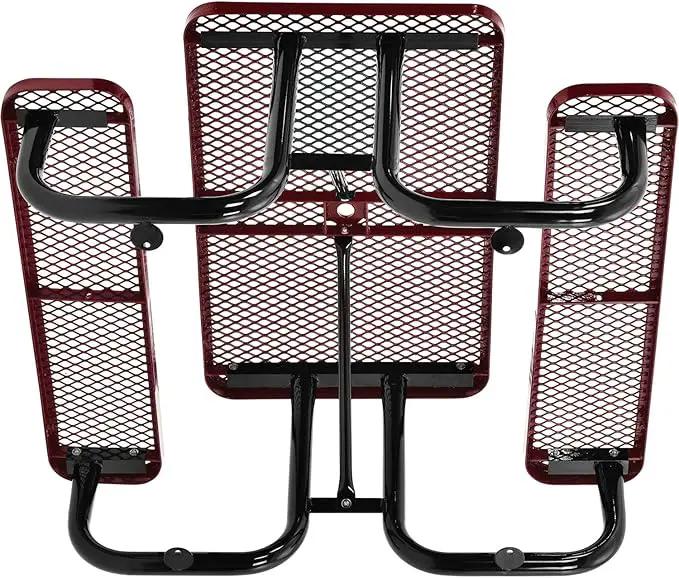 Global Industrial 4 ft. Expanded Metal Rectangular Outdoor Steel Picnic Table, Red by GreenHaven Gardens