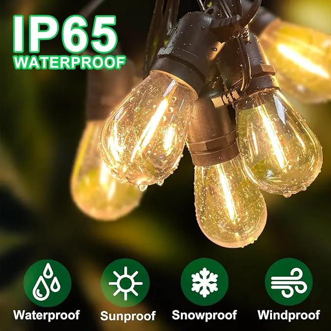 33(27+6) ft Solar String Lights Outdoor, Waterproof with USB Port Remote Control Solar Patio Lights,9 Shatterproof S14 Bulbs,1W Soft White by GreenHaven Gardens