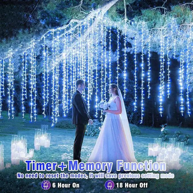 300 LED Christmas Lights Outdoor - 99ft Extra Long Christmas String Lights 8 Modes Plug in Waterproof Fairy Lights with Timer Memory for Indoor Outside Bedroom Home Party Decoration, Blue&White by GreenHaven Gardens