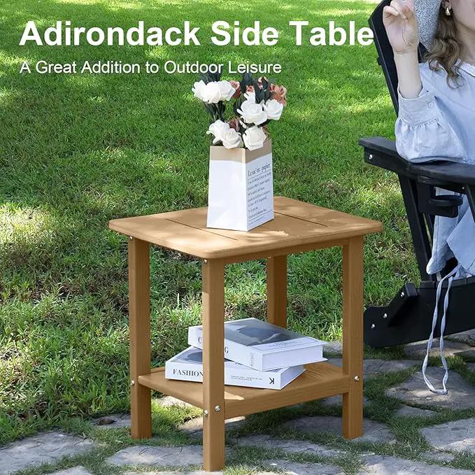 Outdoor Side Table - 2-Tier Storage All Weather Outdoor End Table for Patio - HDPE Morden Easy Maintenance Adirondack Side Table for Pool Porch Balcony Garden Lawn Backyard Outside Indoor by GreenHaven Gardens