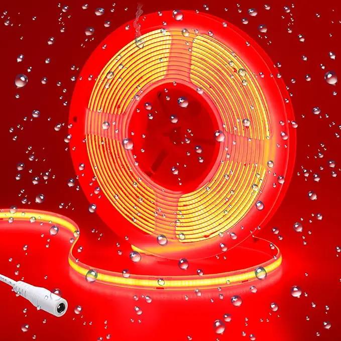 DC 24V COB LED Strip Light Red IP65 Waterproof 5M/16.4ft Uniform Glow 2400LEDs Flexible LED Tape Lights for DIY Garden Backyard Hallways Stairs Decor(No Power Supply) by GreenHaven Gardens