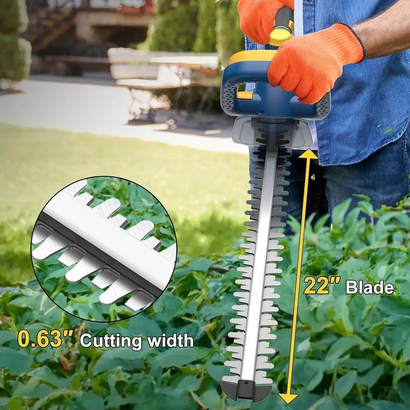 Hedge Trimmer for Dewalt 20V Battery, Cordless Hedge Trimmer with 22'' Dual-Action Blade, 1600RPM, 3/5'' Cutting Width, Rotating Handle & Dual Switch Design (Battery Not Included) (Navy Blue) by GreenHaven Gardens