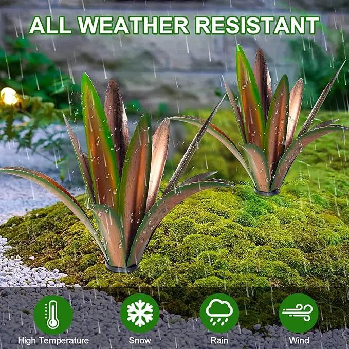 Enlarge thickened Wind Resistant Metal Agave Garden Art Metal Plant Country Garden Sculpture Statue Outdoor decoration Agave Metal Plant Courtyard Garden Lawn Ornament Gift (2, 12 Leaves Green) by GreenHaven Gardens