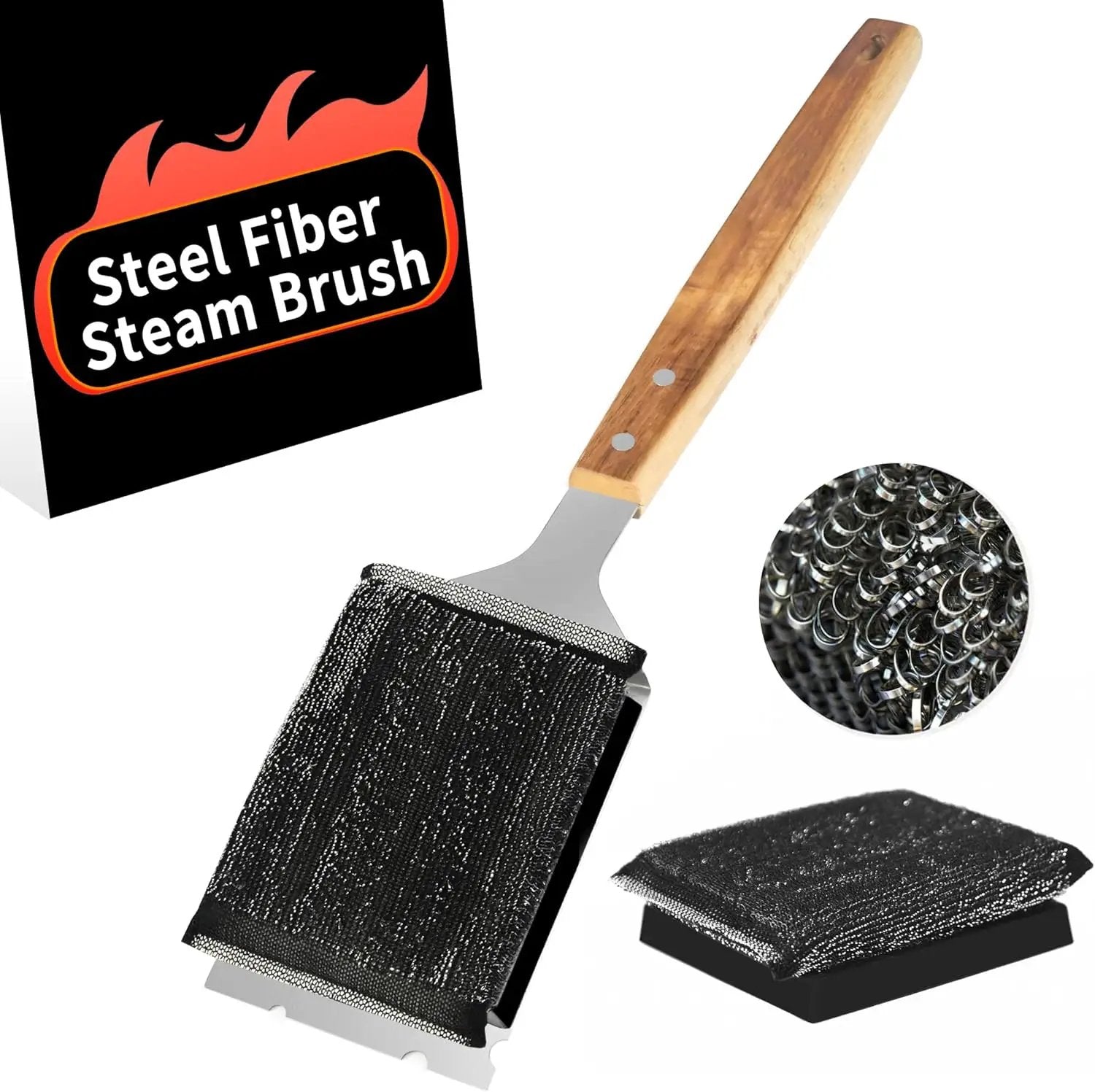 Bristle-Free BBQ Grill Brush & Scraper - Heavy Duty Barbecue Cleaner with Extended Handle‌ by GreenHaven Gardens