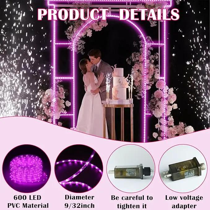50Ft 600 LED Rope Lights Outdoor, Pink Flexible Tube Light Waterproof Plug in 8 Modes Timer Memory, Permanent String Lights for Tree,Pool, Bedroom, Fence, Garden, Indoor, Outside Decorations by GreenHaven Gardens