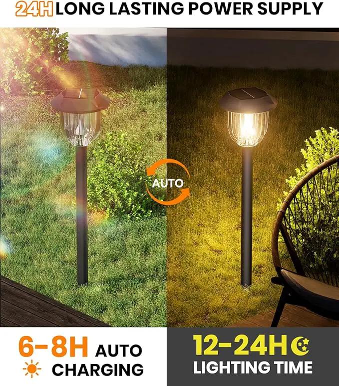 AOSEA Solar Outdoor Lights, IP 65 Waterproof Solar Powered Driveway Lights, Auto On/Off Path Landscape Lighting for Yard, Patio, Landscape, Pathway, Warm White(2 Pack) by GreenHaven Gardens
