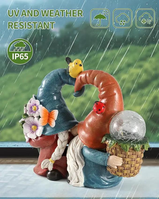 iStatue Solar-Powered 8.3'' Spring Summer Kissing Gnomes Decorations for Home & Garden - Decorative Outdoor Lawn Ornaments and Statues Clearance (Loved Gnomes) by GreenHaven Gardens