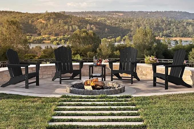 KINGYES HDPE Adirondack Chair, Classic All-Weather Adirondack Chair Set of 2, Black by GreenHaven Gardens
