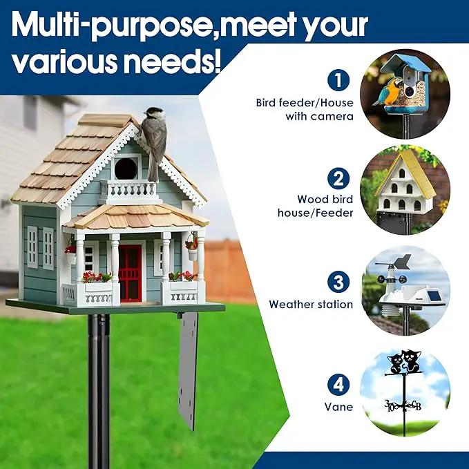Ottsuls 2 Pack 109 Inch Heavy Duty Bird Feeder Pole Kit for Wild Birds, with 5-Prong Base Feeding Station, Adjustable Birdhouse Stand by GreenHaven Gardens