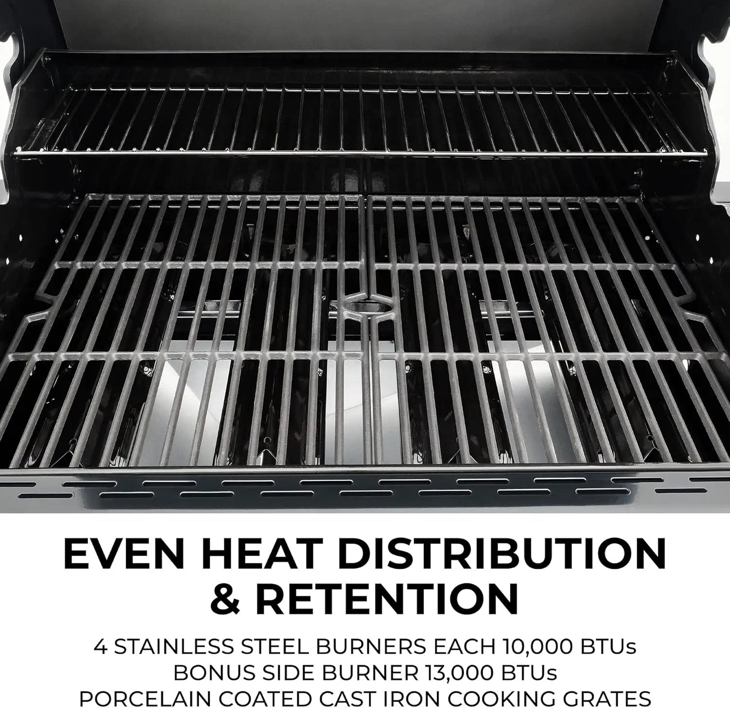 Kenmore 4-Burner Gas Grill with Side Burner, Outdoor BBQ Grill, Propane Gas Grill, Cast Iron Cooking Grates, Electronic Ignition, Warming Rack, Open Cart Design, 53000 BTUs, Stainless Steel and Black by GreenHaven Gardens