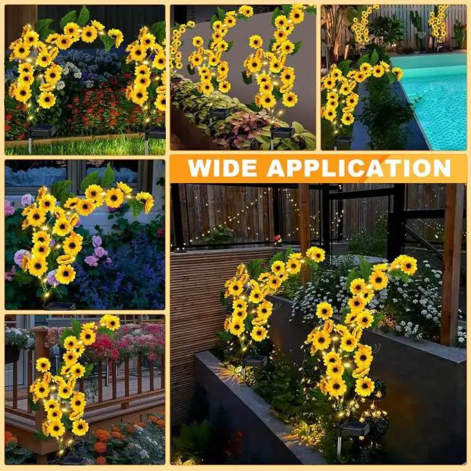 Solar Garden Lights Outdoor, 2 Pack New Sunflower Light for Outside, Solar Willow Vine Light with 46 LED Sunflowers, Waterproof Decor for Yard, Patio, Pathway, Gardening Gifts (2Pack Sunflower) by GreenHaven Gardens