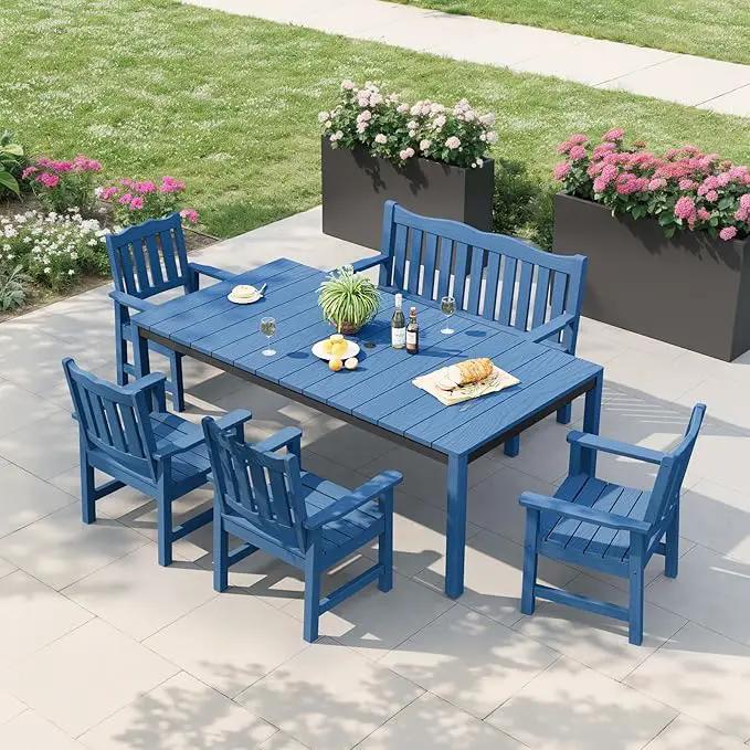 Stoog Outdoor Bench, 2-Person All-Weather HIPS Garden Bench with 800 lbs Weight Capacity, Never Rot or Fade, Waterproof Bench, for Outdoor, Patio, Garden, Porch, Backyard and Park, Blue by GreenHaven Gardens
