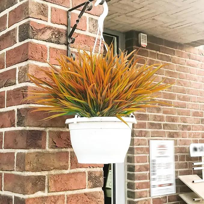 Uieke 28 Bundles Artificial Outdoor Plants UV Resistant Fake Grass Plants Faux Plastic Plants Greenery Shrubs for Home Garden Pathway Window Box Front Porch Cemetery Fall Decor, Autumn Orange by GreenHaven Gardens
