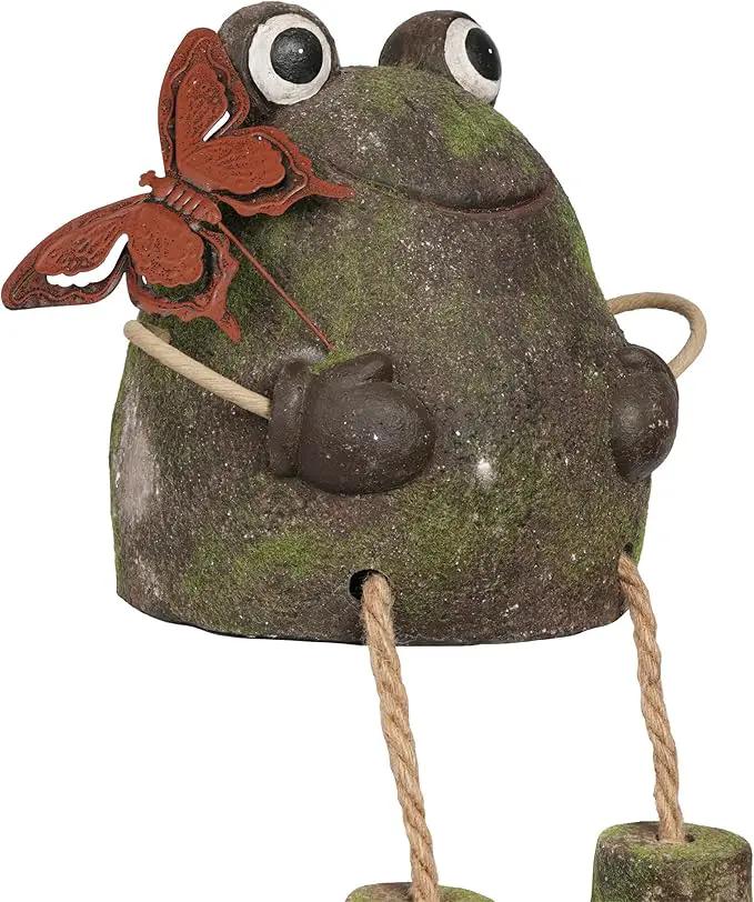Alpine Corporation MCC836 Indoor/Outdoor Frog with Butterfly Garden Statue, Playful Frog Statue for Yard, 20" H, Green by GreenHaven Gardens
