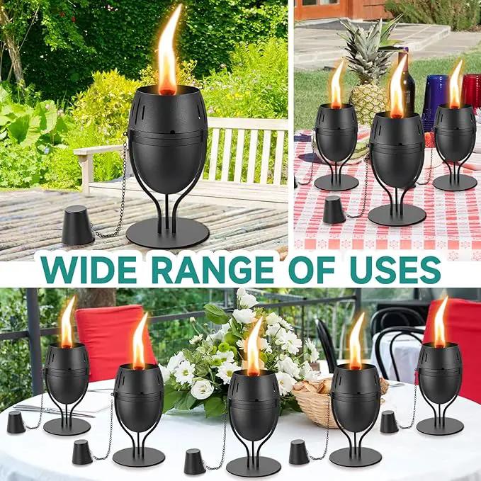 4 Pack Metal Table Top Torches, 14 oz Citronella Torches for Outside, Refillable Flame Light Torch, Decorative Tabletop Lantern for Yard, Patio, Deck, Garden, Party, Landscape by GreenHaven Gardens