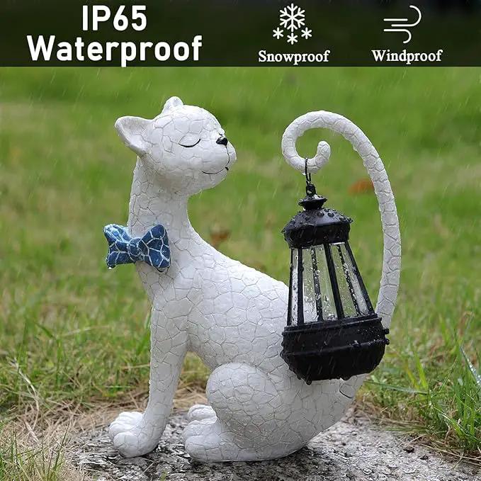Solar Outdoor Garden Statues Light Clearance,Cute White Cat Figurines Garden Sculpture Decor, Unique for Women, Men or Daughter, Housewarming Gifts and Yard Decoration by GreenHaven Gardens