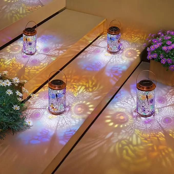 Go2garden 2Pack Solar Outdoor Lanterns Waterproof Dragonfly Garden Gifts for Women Patio Decor Lights Metal Lantern for Yard, Tabletop, Porch, Outside,Mothers Day Gifts for Mom Women by GreenHaven Gardens
