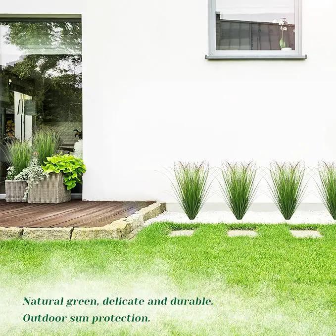 36Pcs Artificial Grass Plants, Faux Shrubs Wheat Grass, Fake Tall Grass Plants for Outdoor Decor, Greenery Stems Weed for Room Indoor Home Decor（Green Red Tail by GreenHaven Gardens
