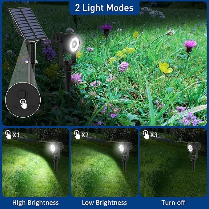 T-SUNUS Solar Spot Lights Outdoor White 4 Pack 6000K, IP65 Waterproof Landscape Spotlights with Separate Solar Panel & 9.8ft Cable Auto On/Off for Flag Pond Trees Driveway Garden Pathway Pool Area by GreenHaven Gardens