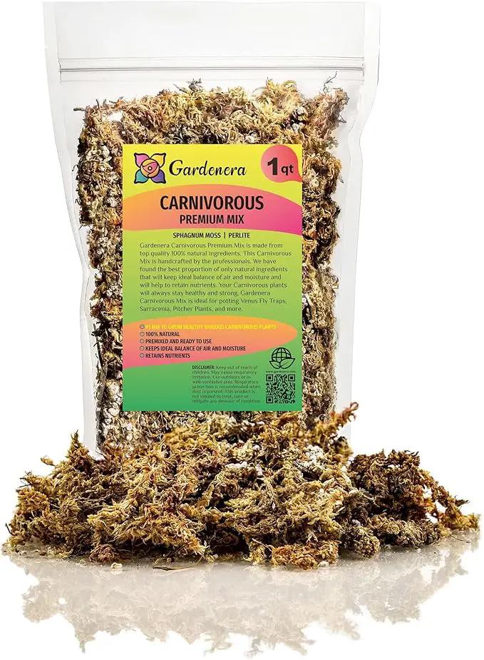 Sphagnum Moss Potting Mix for Carnivorous Plants, Moss and Perlite Blend for Potting Venus Fly Traps, Sarracenia, Pitcher Plants - 75% Sphagnum Moss + 25% Perlite - Made in USA - 1 Quart by GreenHaven Gardens