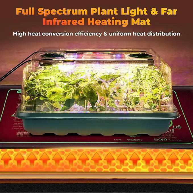 Seed Starter Tray, Seed Starter Kit with Grow Lights and Heat Mat, 96-Cell Seed Growing Tray, Seed Starting Trays Plant Starter Kit and Base, Indoor Gardening Plant Germination Trays (2) by GreenHaven Gardens