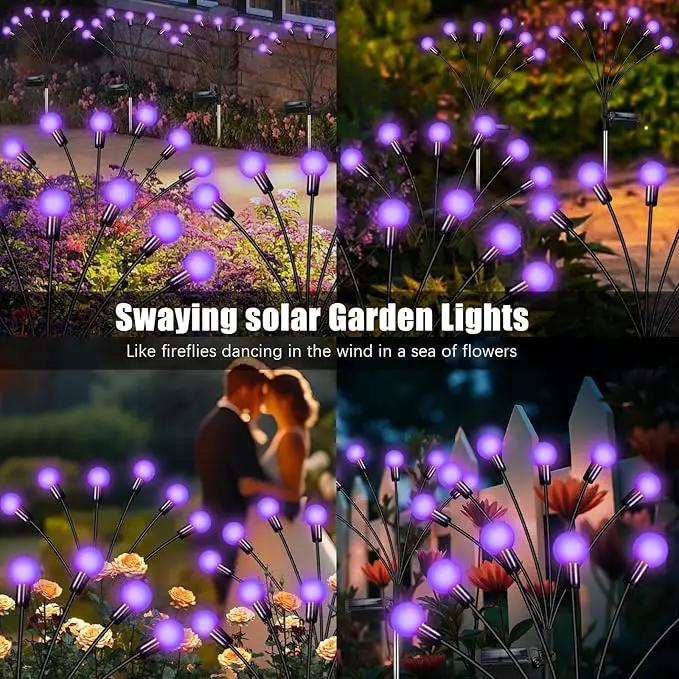 Solar Garden Lights Outdoor, Waterproof Solar Powered Lights for Yard Pathway Patio, Swaying Lawn Decor as Gardening Gifts for Women Holiday (Purple, 4 Pack 24 LED) by GreenHaven Gardens