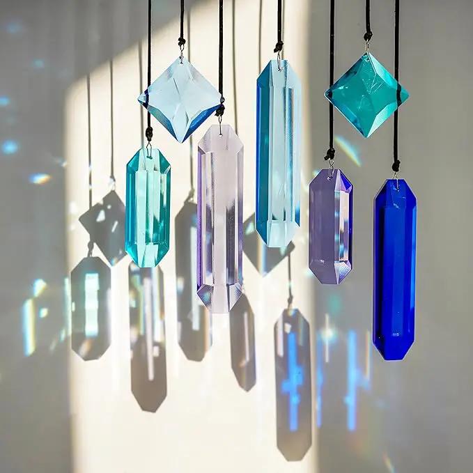 HDCRYSTALGIFTS Crystal Prisms Sun Catchers, 7PCS Blue Dreams Suncatcher Hanging Kit Rainbow Maker Pendant Ornaments for Indoor Window Outdoor Garden Christmas Tree Decor by GreenHaven Gardens