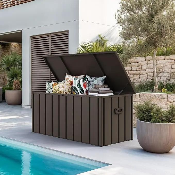 PURPLE LEAF Outdoor Deck Box 100 Gallon Waterproof Lockable Storage Box Container with Lid Deck Organization for Patio Cushions Side Table Pool Accessories Garden Tools, Brown by GreenHaven Gardens