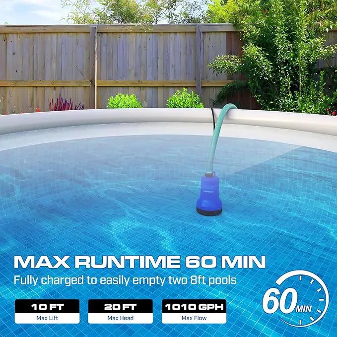 20V Cordless Submersible Water Transfer Pump, 1003 GPH Portable Sump Pump, 4.0Ah Battery Powered Water Pump Runtime 1H Ideal for Pool, Spa, Hot Tub, Garden, Flood Relief, and Outdoor Projects by GreenHaven Gardens