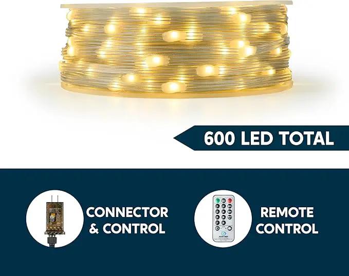 Joiedomi 600 LED Christmas Lights Outdoor,197 FT Warm White Christmas Tree Lights with 8 Modes Timer, PVC Clear Wire String Lights with Reel for Indoor Outdoor Holiday Xmas Eve Night Decorations by GreenHaven Gardens