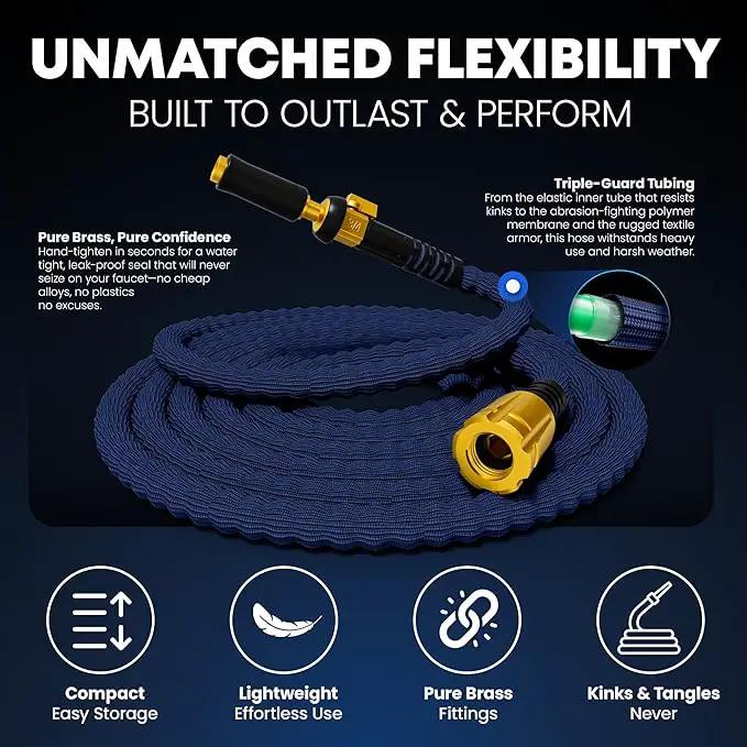 TITAN Flexible Garden Hose 10FT – Ultra Lightweight, Heavy Duty Water Hose with Brass Fittings & Jet Nozzle – Kink-Free, Non-Expanding, Durable Fabric Hose for Yard, Lawn, Car Wash, Outdoor Use by GreenHaven Gardens