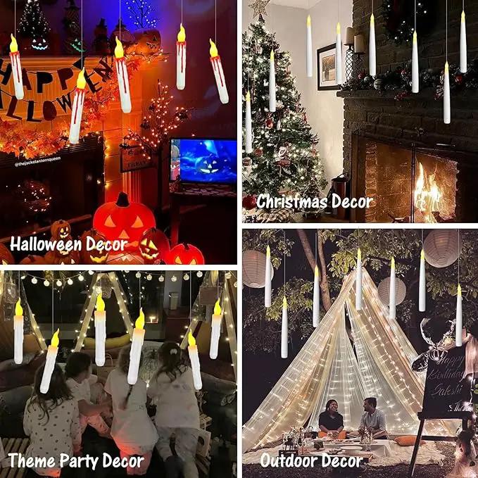 Halloween Decorations, 2023 Newest Floating LED Candles with Wand Remote Control, Witch Wizard Christmas Decor for Indoor Home Room Classroom Bedroom Birthday Party, 12pcs (White & Red), 6.6 by GreenHaven Gardens