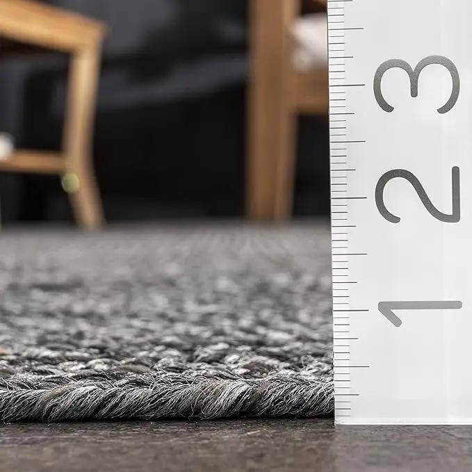 nuLOOM 3' x 5' Solid Hand Braided Indoor/Outdoor Area Rug, Pet-Friendly, High Traffic, Weather Resistant, for Patio, Balcony, Bedroom, Living, Dining Room, Wynn Charcoal by GreenHaven Gardens