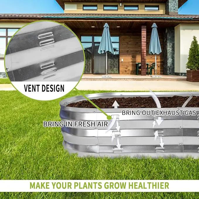GADI Raised Garden Bed Kit for Vegetables Flower Galvanized Metal Planter Boxs Designed for Easy DIY and Cleaning Not Twist Or Rot (Silver) by GreenHaven Gardens
