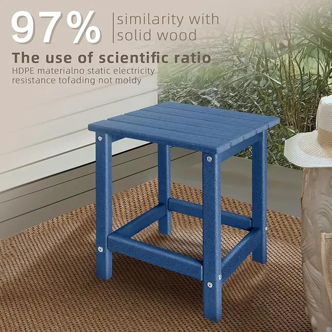 Adirondack Side Table Outdoor, HDPE Small Outdoor Table for Patio, Outside End Table, Blue, 13.98" x 13.19" x 16.73" by GreenHaven Gardens
