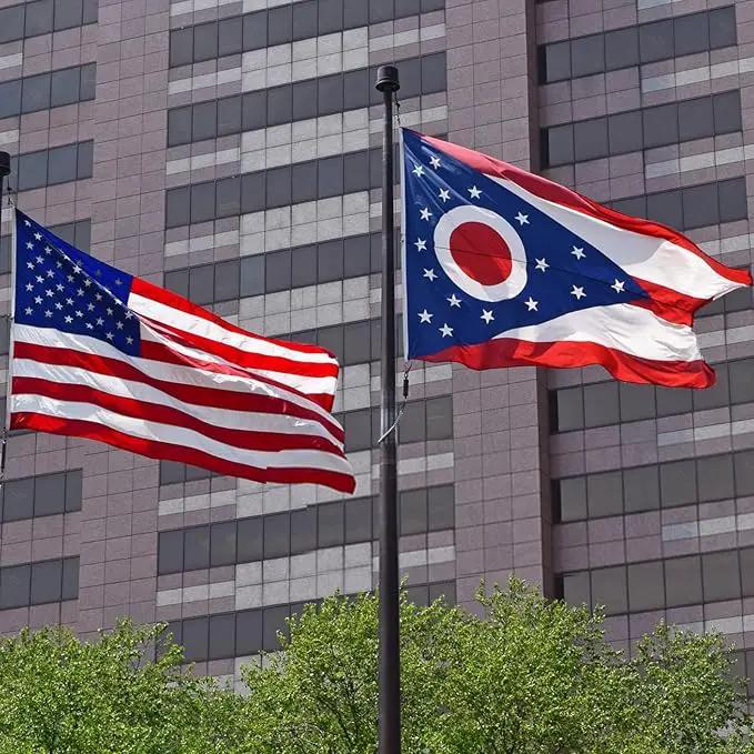 TOPFLAGS Ohio Flag 3X5 Outdoor OH Flag Double Sided Embroidered Longest Lasting Heavy Duty Polyester Stronger Brass Grommets 2 Stitched Hemming Perfect for Outside by GreenHaven Gardens