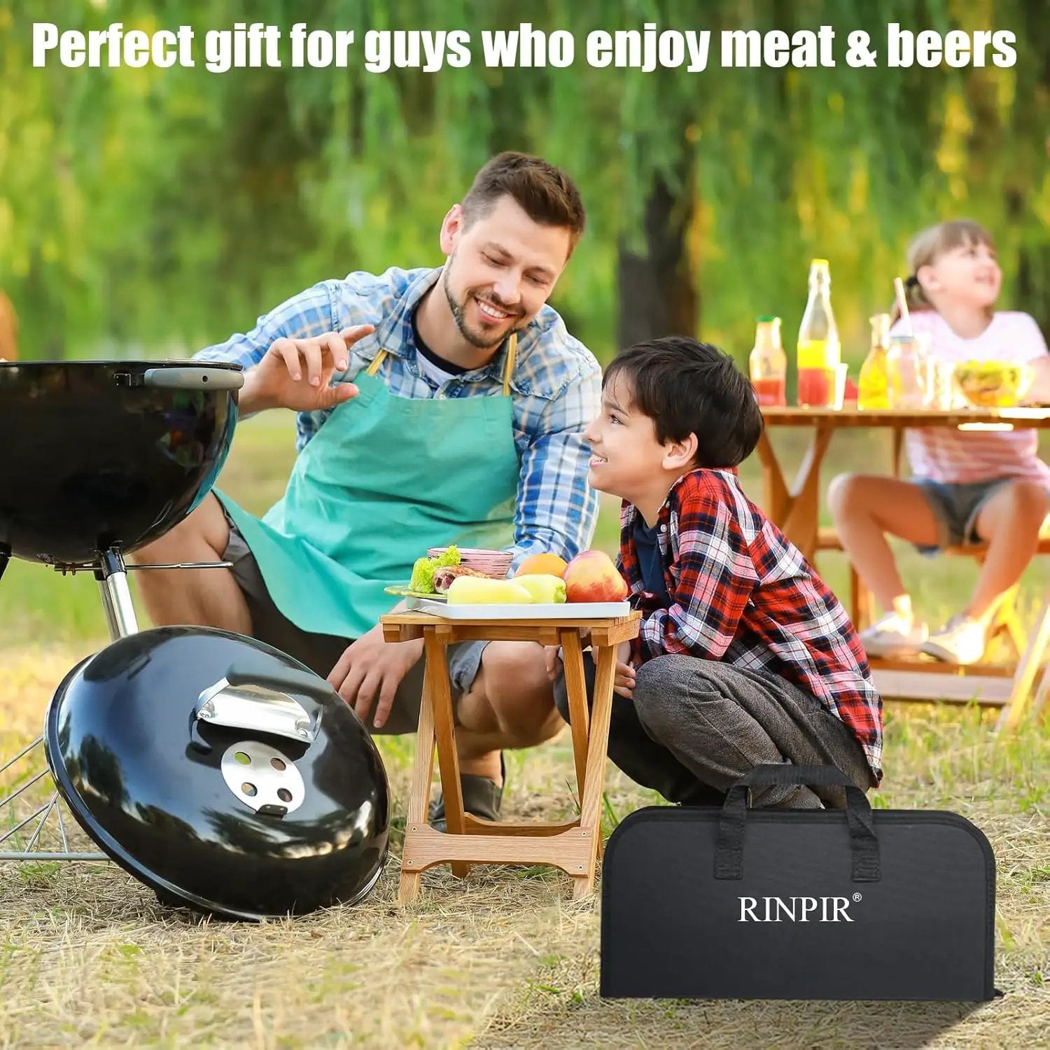31pcs BBQ Grill Accessories Set for Men Dad, Heavy Duty Grilling Tools Gifts for Fathers Day, Stainless Steel BBQ Utensils Kit with Mats, Grill Brush in Carrying Bag Brown by GreenHaven Gardens