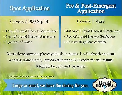 Liquid Harvest Mesotrione - 8oz - Mesotrione Concentrate (Compare to Tenacity) - Pre and Post-Emergent Weed Killer for Lawn and Turf Grasses by GreenHaven Gardens