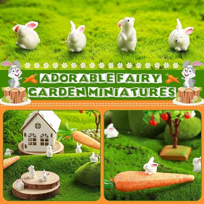Marsui 100 Pcs Bunny Miniatures Figurines Rabbit Miniature Accessories Easter Garden Landscape Garden Rabbit for Easter Garden Accessories Dollhouses Decoration(Classic Rabbit) by GreenHaven Gardens