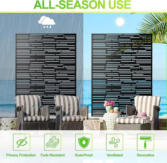 Outdoor Privacy Screen,72" H×47" W Metal Privacy Screen, Freestanding Privacy Fence Panels for Patio by GreenHaven Gardens