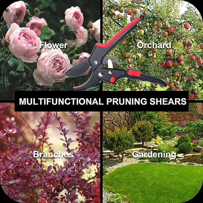 Upgraded Garden Clippers, Adjustable Germany Pruners, Work 3 Times Easier, Professional Pruning Shears, Cutting Rose, Flower, Hedge, Stem, Sharp Gardening Scissors, Arthritis Weak Hand Snips by GreenHaven Gardens