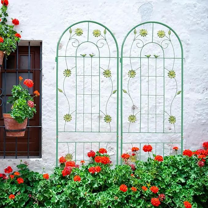 2 Pack Metal Garden Trellis 71" H Garden Fence Rustproof Trellis for Climbing Plants Support Roses Flower Outdoor Lawn, Green by GreenHaven Gardens