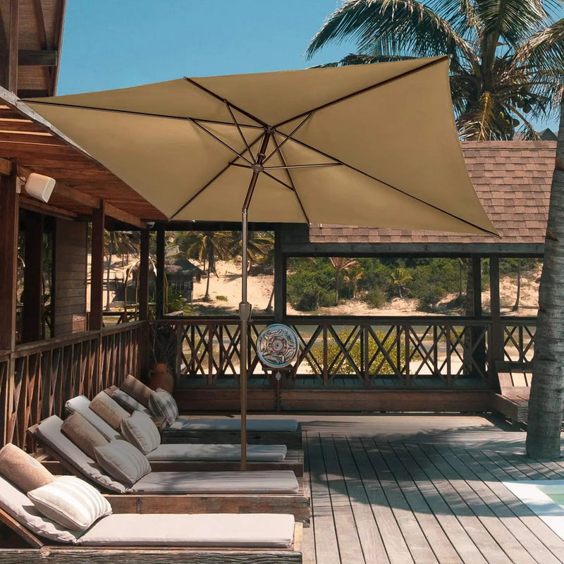 Ogrmar 6.5x10ft Patio Umbrella Rectangular Outdoor Table Umbrella with Crank & Push Button Tilt for Terrace, Backyard, Garden, Courtyard, Swimming Pool, Lawn (Tan) by GreenHaven Gardens