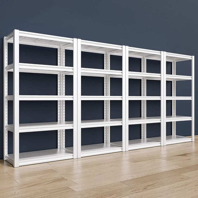 Raybee 72''H Garage Shelving Heavy Duty Storage Shelves Load 2010LBS Adjustable 5 Tier Metal Shelving White Garage Sheves Pantry Shelf for Kitchen Closet 72''H*31.7''W*16.3''D, 4 Pack by GreenHaven Gardens