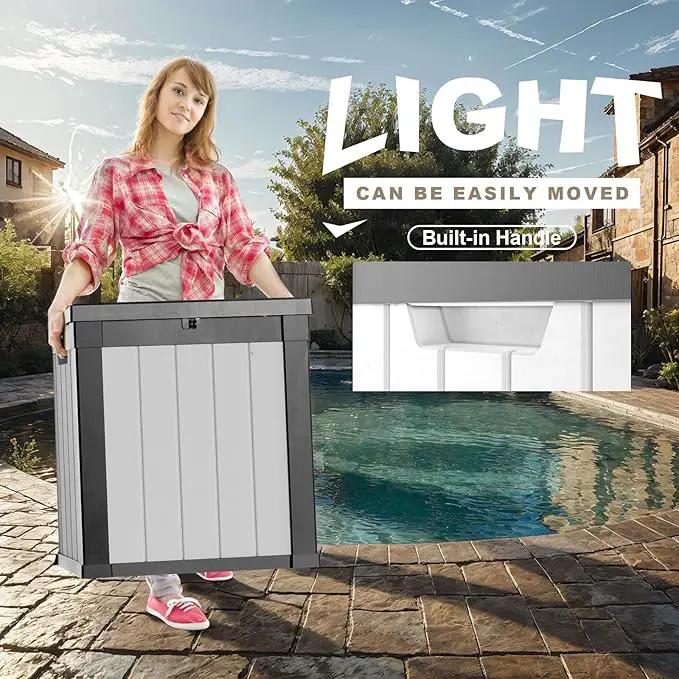 50 Gallon Resin Deck Box, Lockable Outdoor Storage Box for Patio Cushions Storage Furniture,Garden Tools, Pool Supplies, Weatherproof and UV Resistant (Black&White) by GreenHaven Gardens